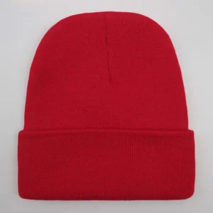 Czapka zimowa unisex z dzianiny, ciepła czapka beanie z mieszanki wełny Czerwony