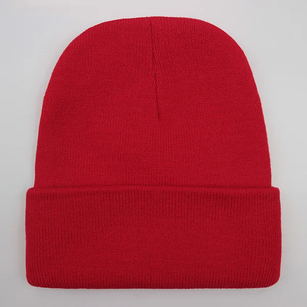 Czapka zimowa unisex z dzianiny, ciepła czapka beanie z mieszanki wełny Czerwony