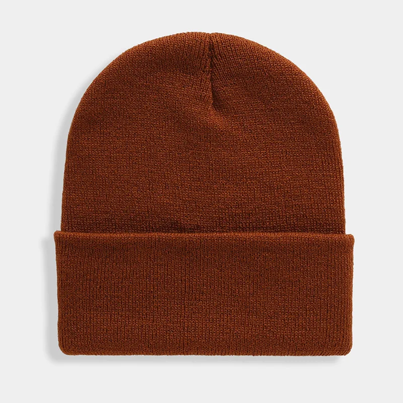 Czapka zimowa unisex z dzianiny, ciepła czapka beanie z mieszanki wełny Karmel