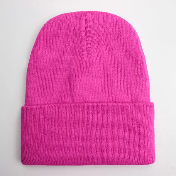 Czapka zimowa unisex z dzianiny, ciepła czapka beanie z mieszanki wełny Różowo czerwony