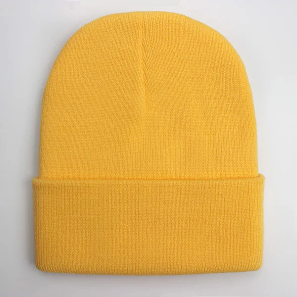 Czapka zimowa unisex z dzianiny, ciepła czapka beanie z mieszanki wełny żółty