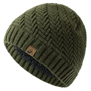 Czapka zimowa unisex z pluszową podszewką, ciepła czapka beanie Khaki
