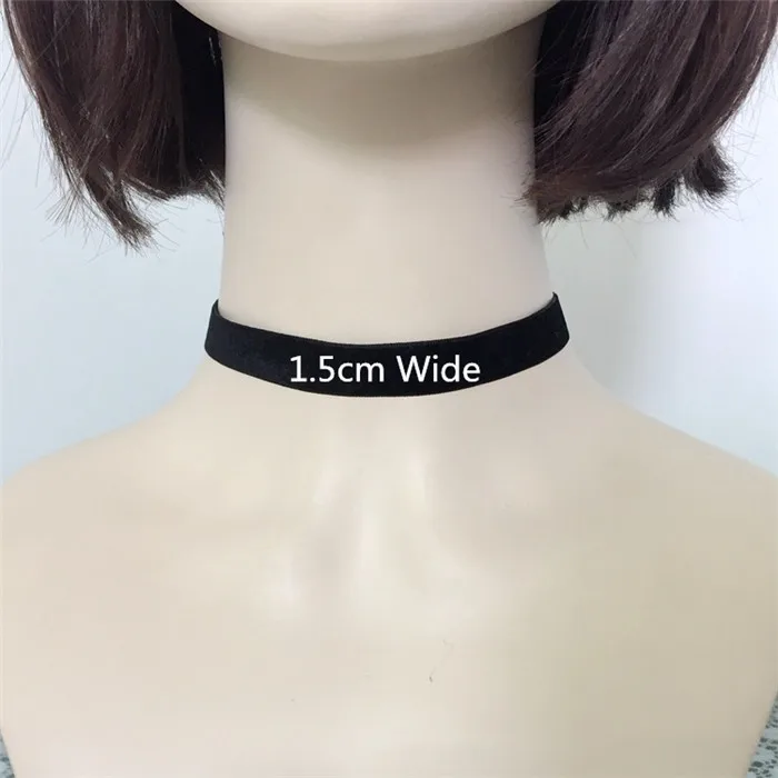 Czarny aksamitny choker gotycki damski 15 mm szerokości