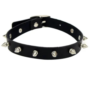 Czarny choker z ekoskóry z kocimi pazurami Y2K Niebieski cynk