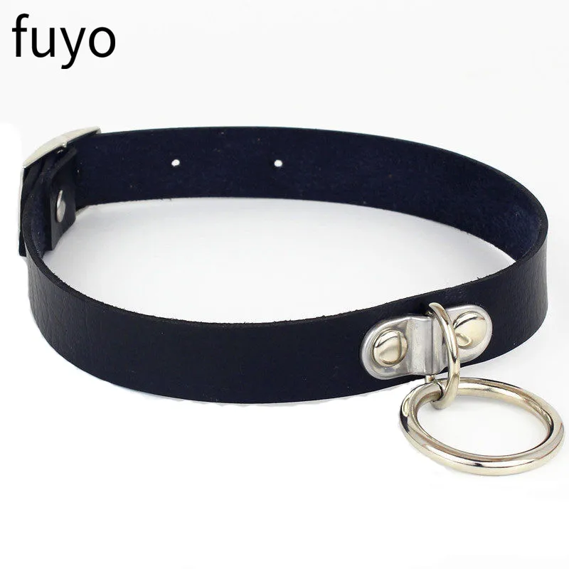 Czarny choker gothic punk skórzany z krzyżem rockowy Kolor czystego złota