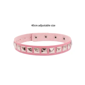 Czarny choker gotycki z ekoskóry z nitami A