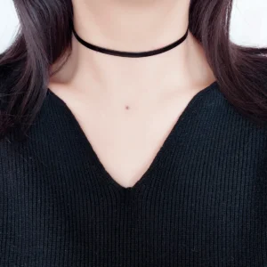 Czarny choker z PU z łańcuszkiem w stylu punk Kolor stali