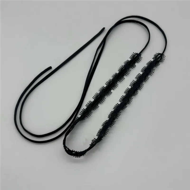 Czarny koronkowy choker z kokardą w stylu Harajuku Gothic Czarny