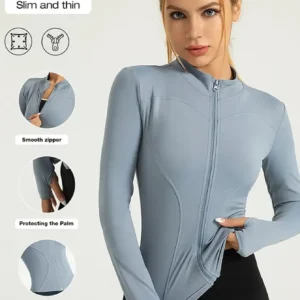 Damska bluza sportowa ze stójką szybkoschnąca z ochroną UV Błękitny