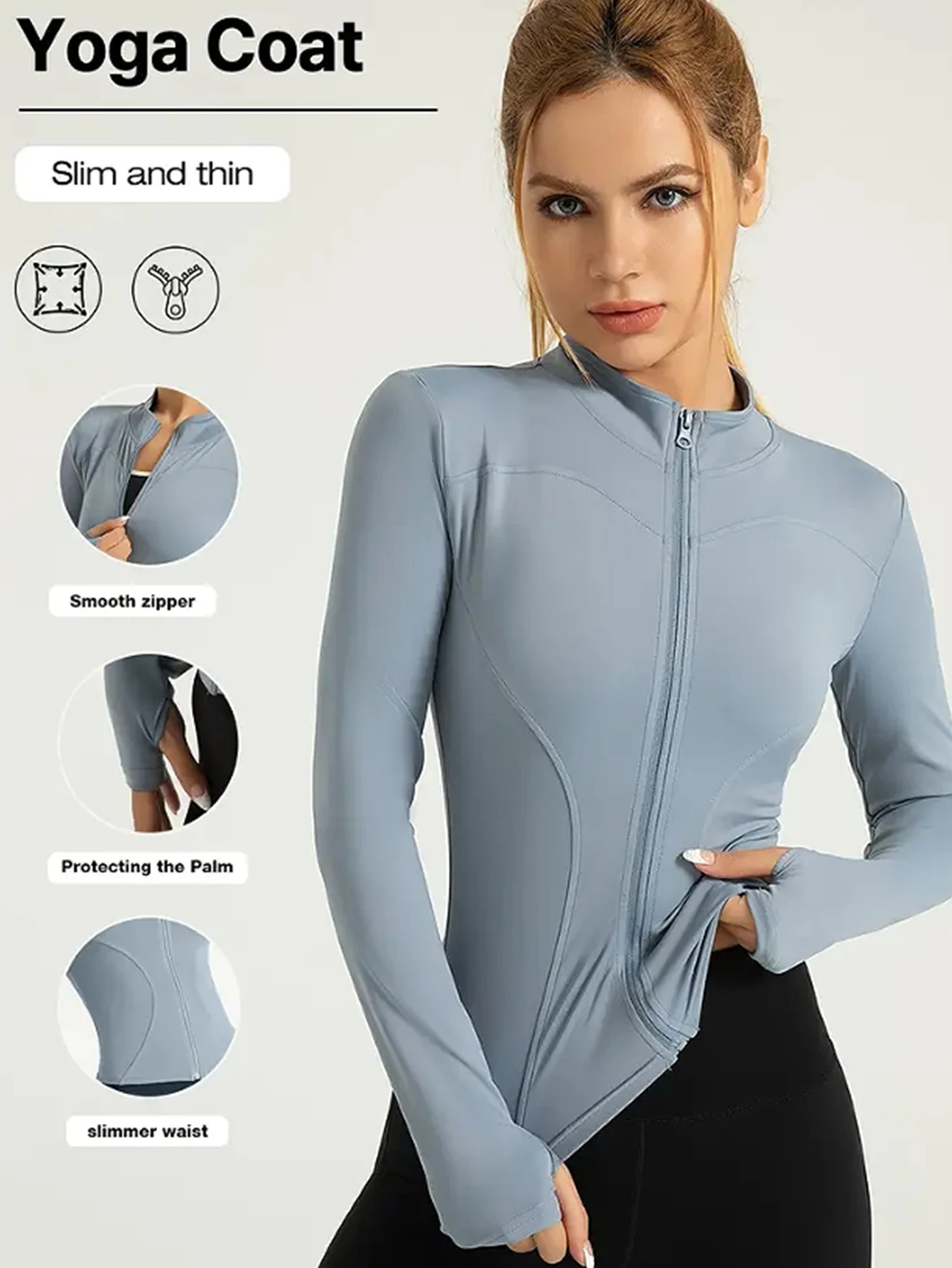 Damska bluza sportowa ze stójką szybkoschnąca z ochroną UV Błękitny