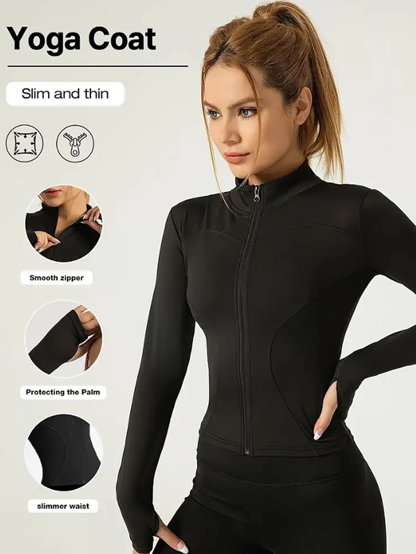 Damska bluza sportowa ze stójką szybkoschnąca z ochroną UV Czarny