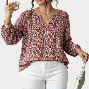 Damska bluzka plus size z nadrukiem Pomarańczowa czerwona