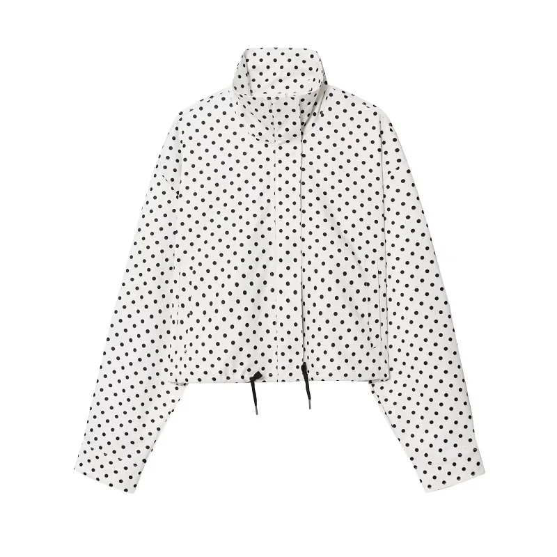 Damska kurtka bomberka w grochy, krótka, w stylu oversize Jacket