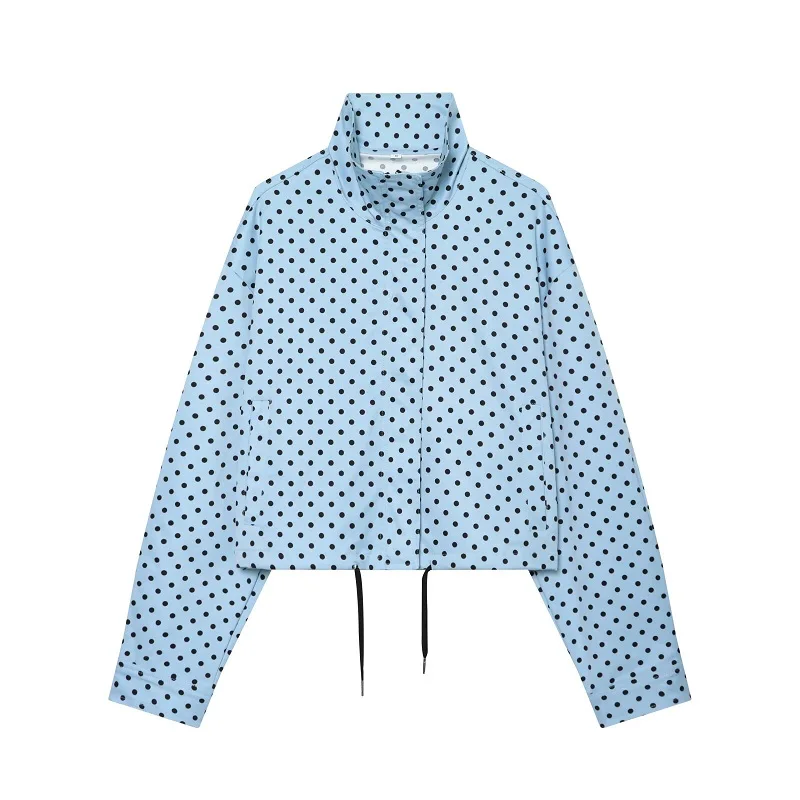 Damska kurtka bomberka w grochy, krótka, w stylu oversize Ql
