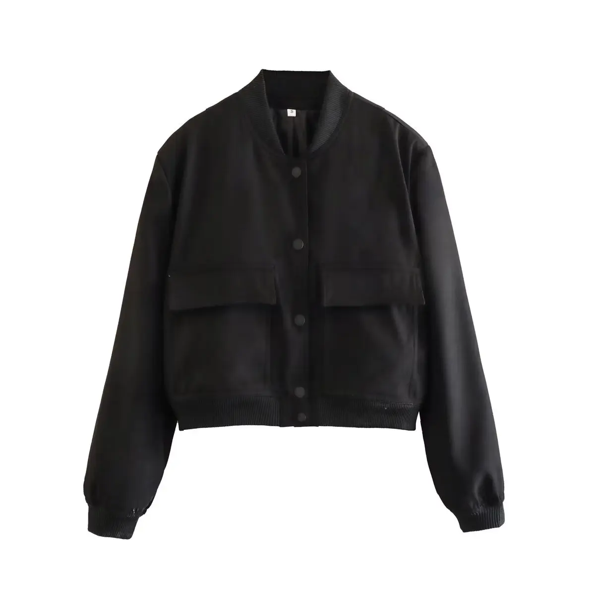 Damska kurtka pilotka z kieszeniami – elegancki krój bomber Czarny