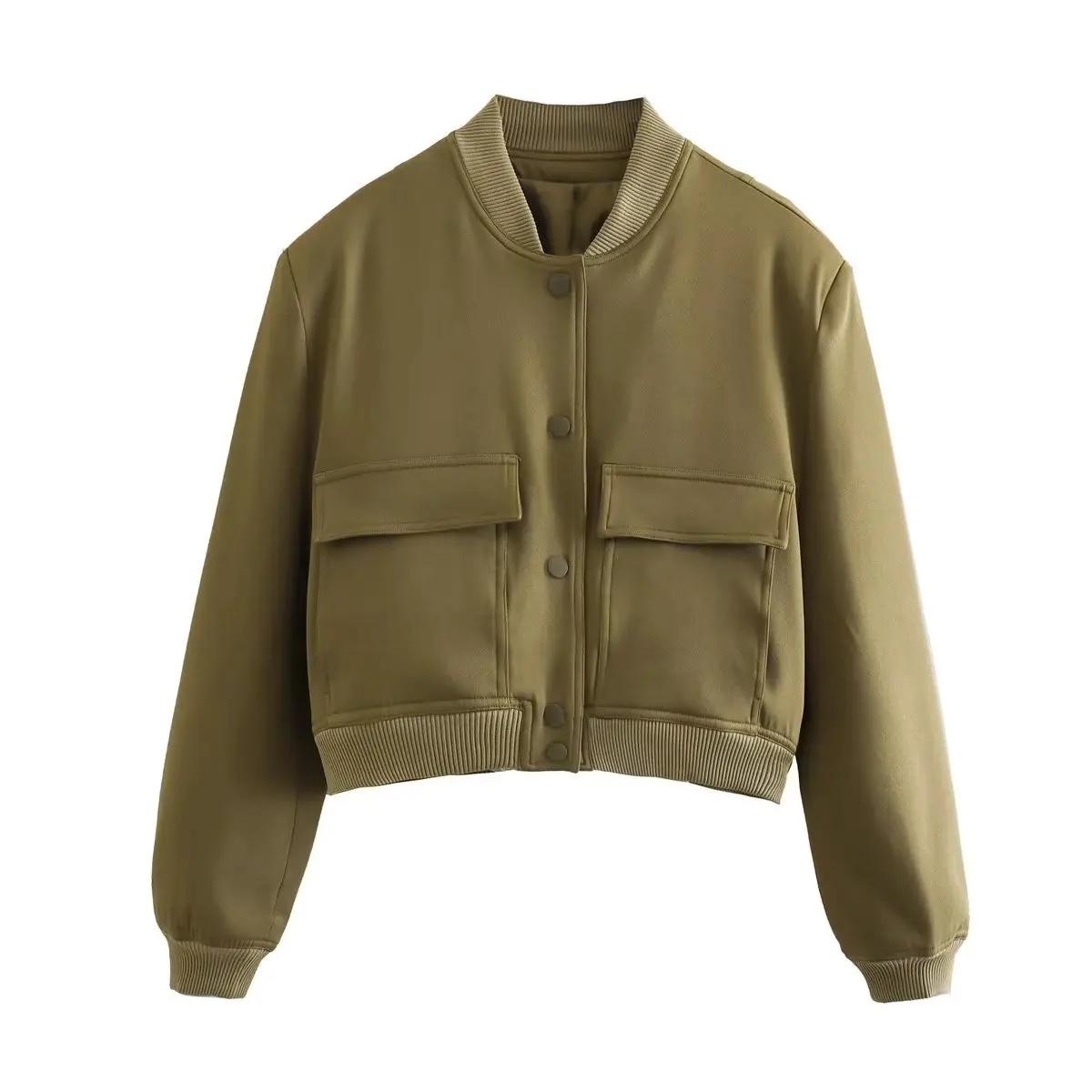Damska kurtka pilotka z kieszeniami – elegancki krój bomber Darkgreen
