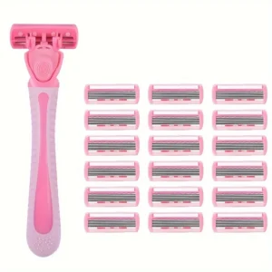 Damska maszynka do golenia z 6-warstwowymi ostrzami 1 handle 18 blades