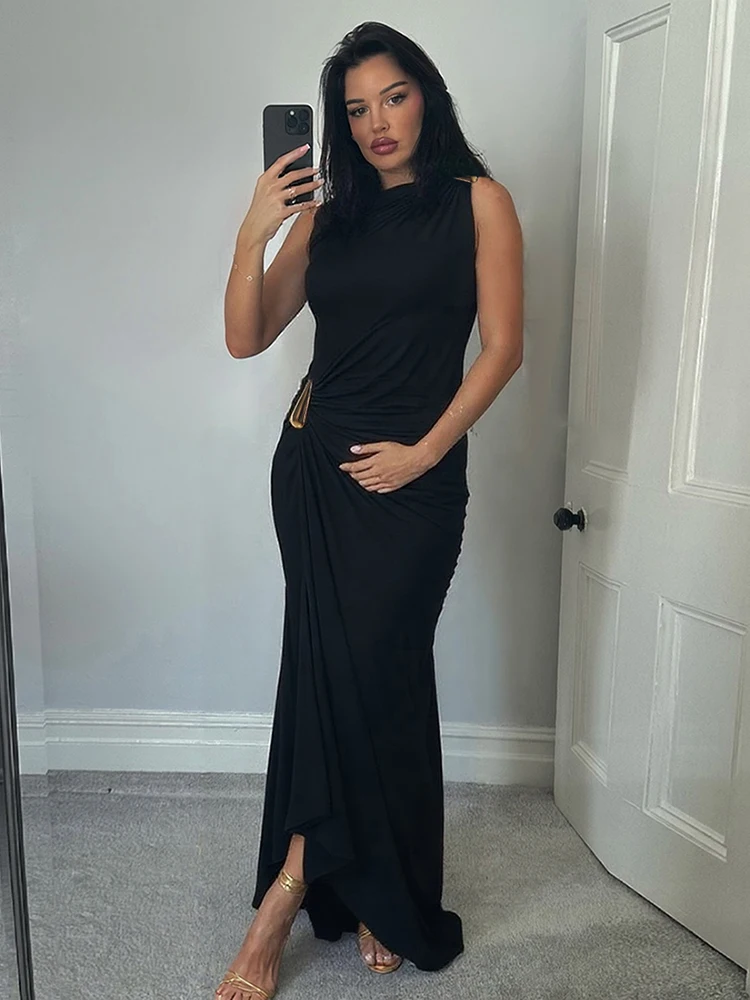 Damska modelująca sukienka maxi bodycon Czarny