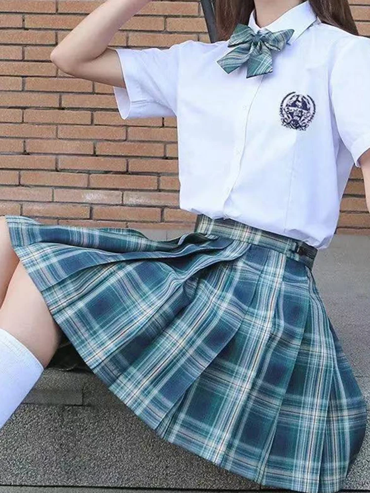 Damska plisowana spódniczka mini z kokardą w kratę Sllx
