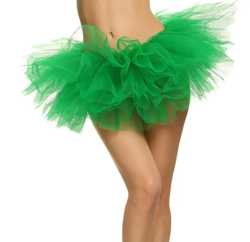 Damska spódnica tutu z tiulu, 5 warstw, mini Zielony