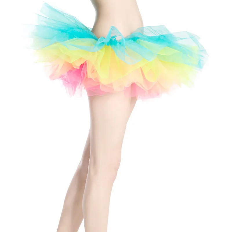 Damska spódnica tutu z tiulu, 5 warstw, mini Różowy