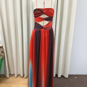 Damska sukienka maxi tie-dye z odkrytymi ramionami As pic