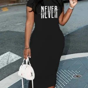 Damska sukienka T-shirt z nadrukiem, krótki rękaw, duże rozmiary 26093