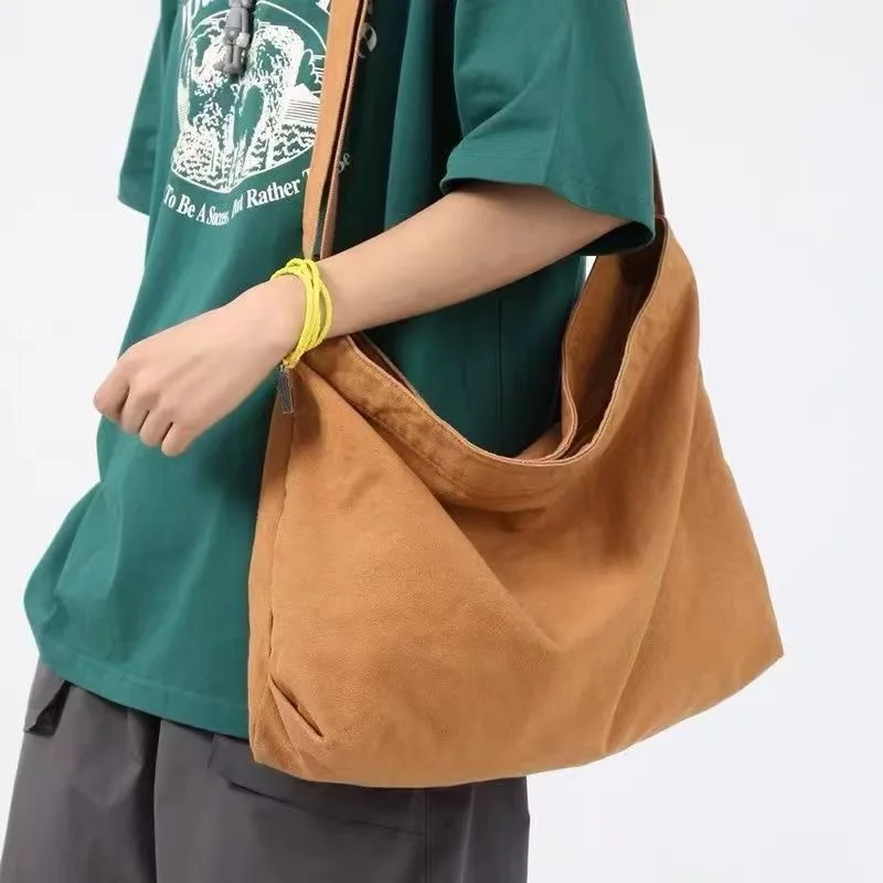 Damska torba na ramię pojemna bawełniana crossbody Brązowy