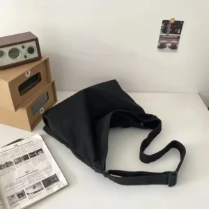 Damska torba na ramię pojemna bawełniana crossbody Czarny