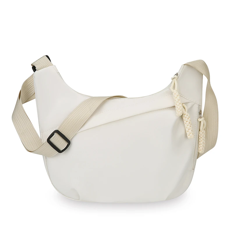 Damska torba na ramię crossbody z tkaniny - duża i pojemna Beżowy
