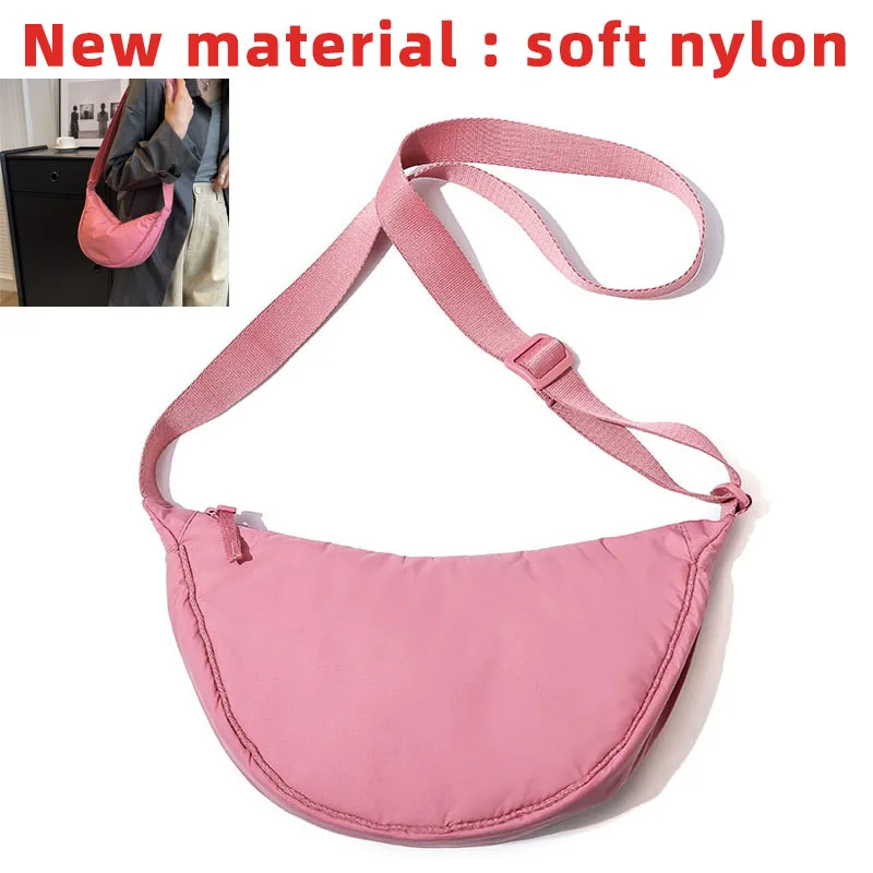 Damska torba na ramię z nylonu – pojemna torebka crossbody Różowy