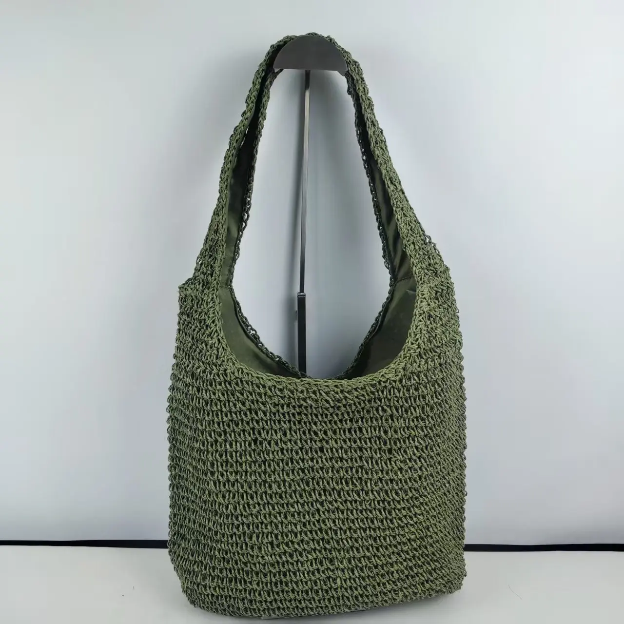 Damska torba plażowa ze słomy - pleciona torebka shopper Zielony