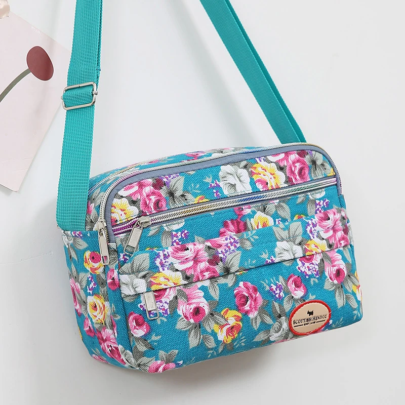 Damska torba shopper z płótna, pojemna na ramię Niebieski
