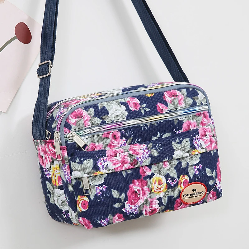 Damska torba shopper z płótna, pojemna na ramię Darkblue