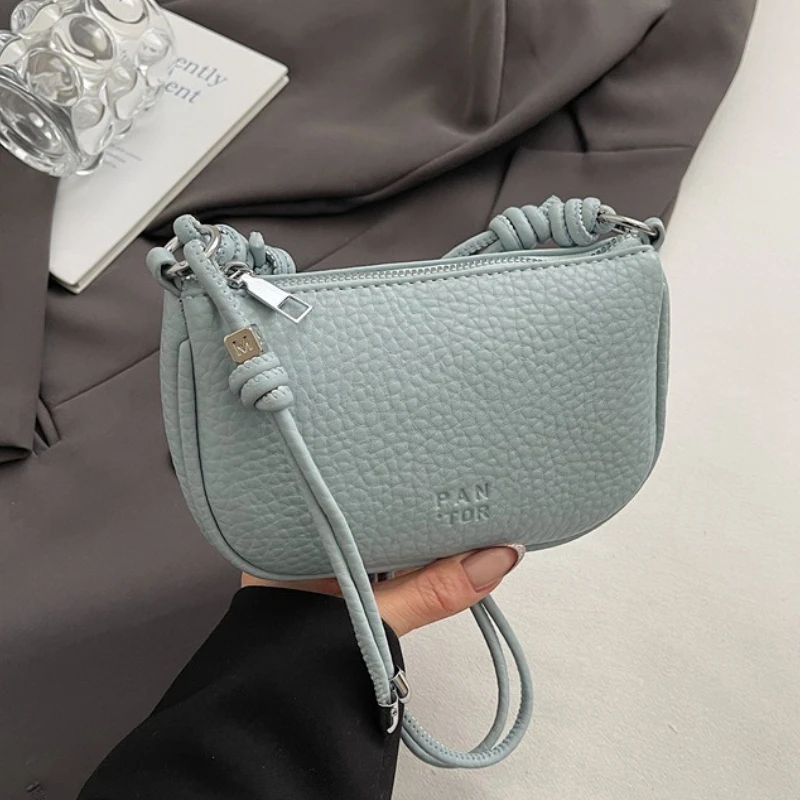 Damska torebka na ramię crossbody w jednolitym kolorze Niebieski