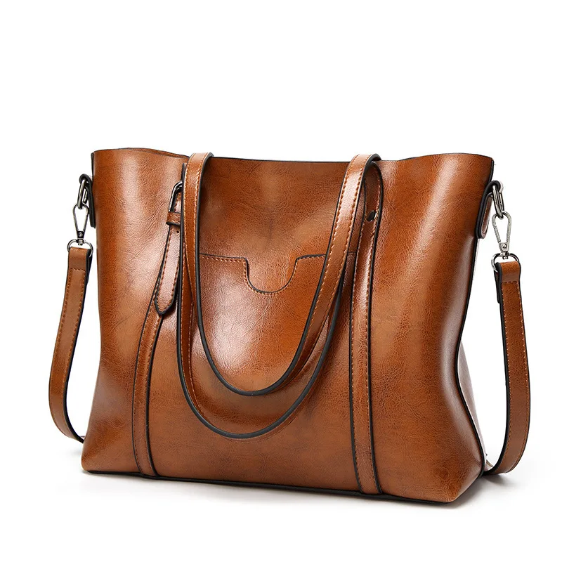 Damska skórzana torebka crossbody z woskowanej skóry w stylu vintage Brązowy