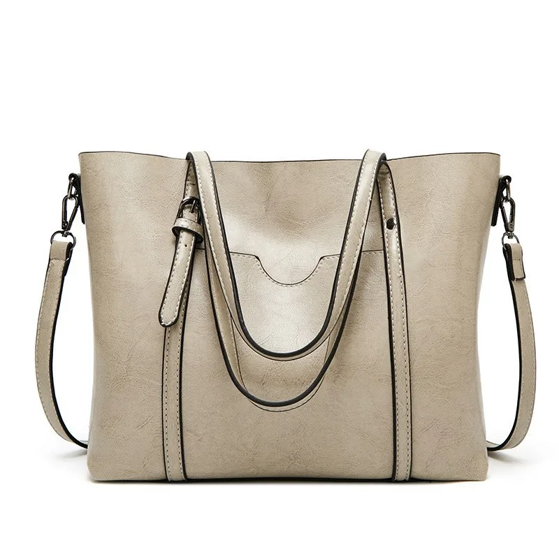 Damska skórzana torebka crossbody z woskowanej skóry w stylu vintage Szary