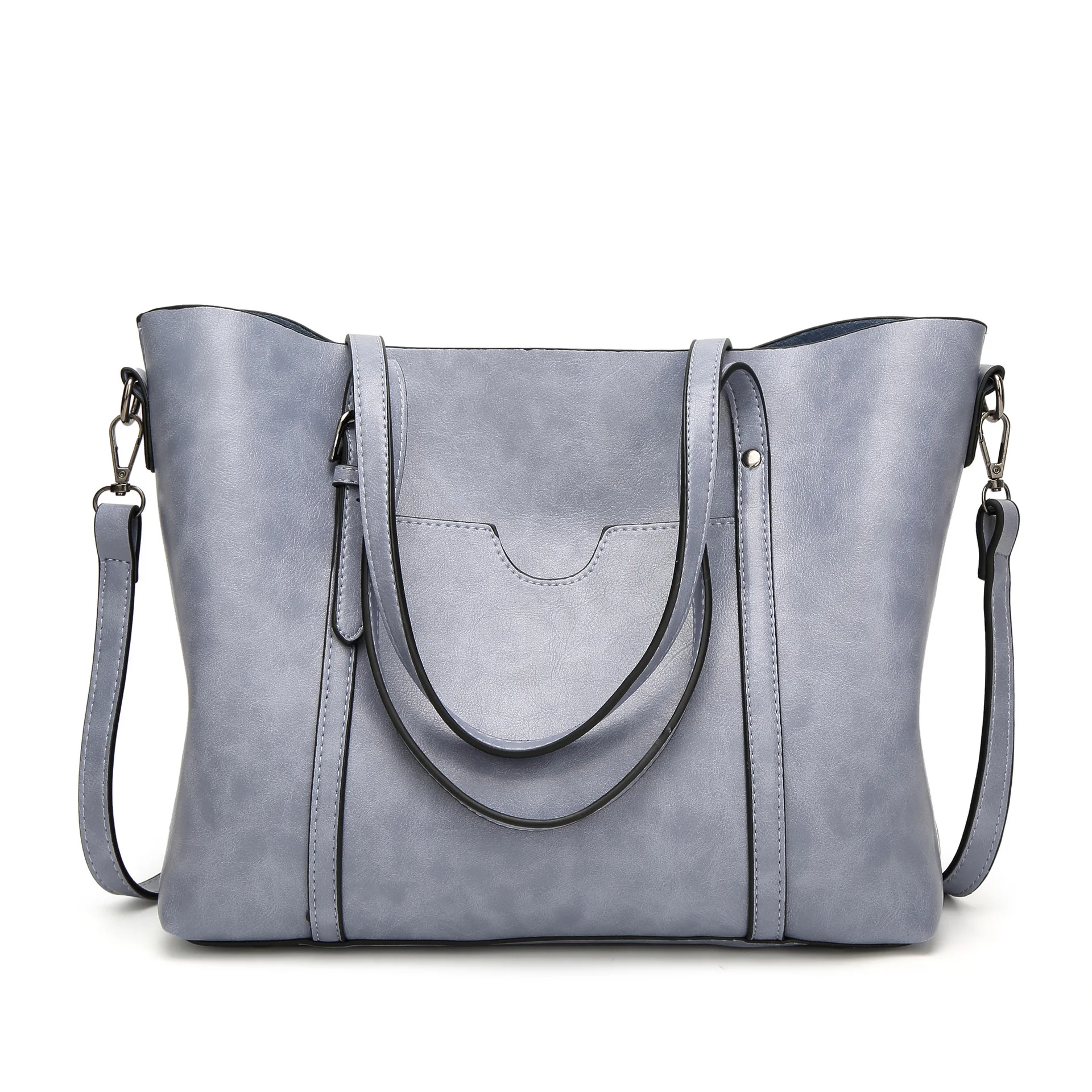 Damska skórzana torebka crossbody z woskowanej skóry w stylu vintage Jasnoniebieski