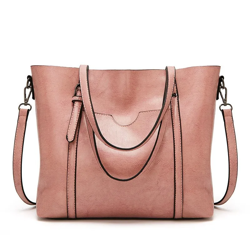 Damska skórzana torebka crossbody z woskowanej skóry w stylu vintage Różowy