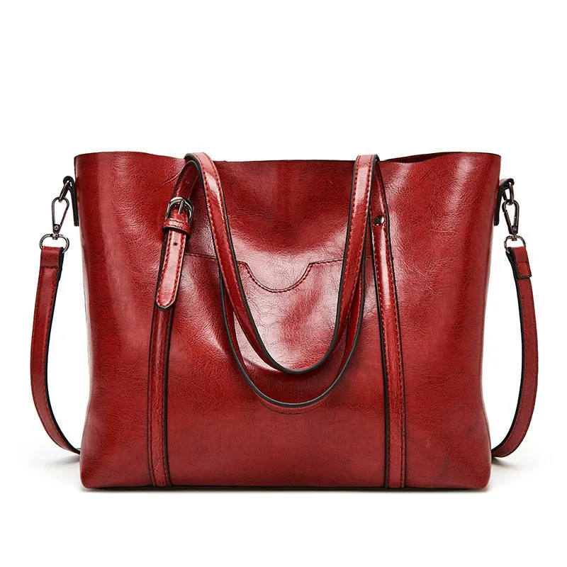 Damska skórzana torebka crossbody z woskowanej skóry w stylu vintage Czerwony