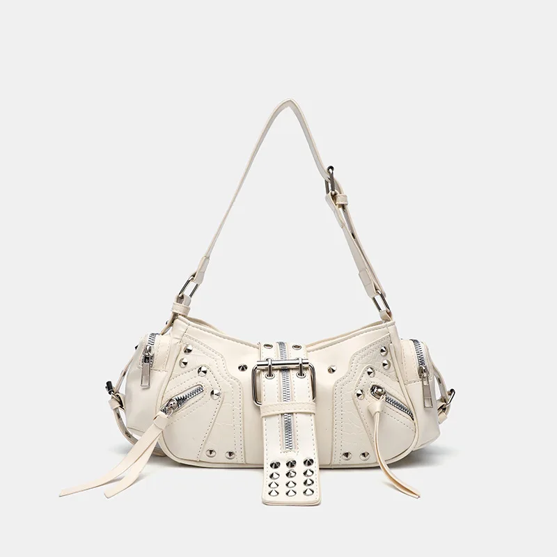 Damska torebka crossbody Y2K z nitami w stylu gotyckim Beżowy