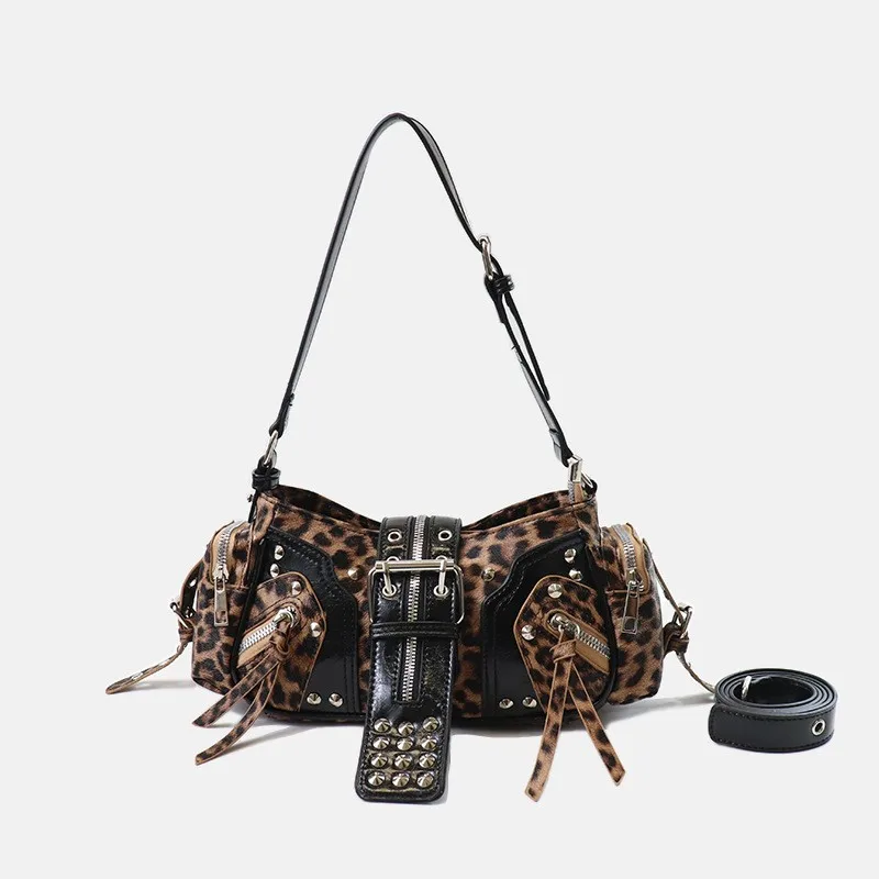 Damska torebka crossbody Y2K z nitami w stylu gotyckim Czarny