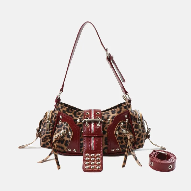 Damska torebka crossbody Y2K z nitami w stylu gotyckim Czerwony