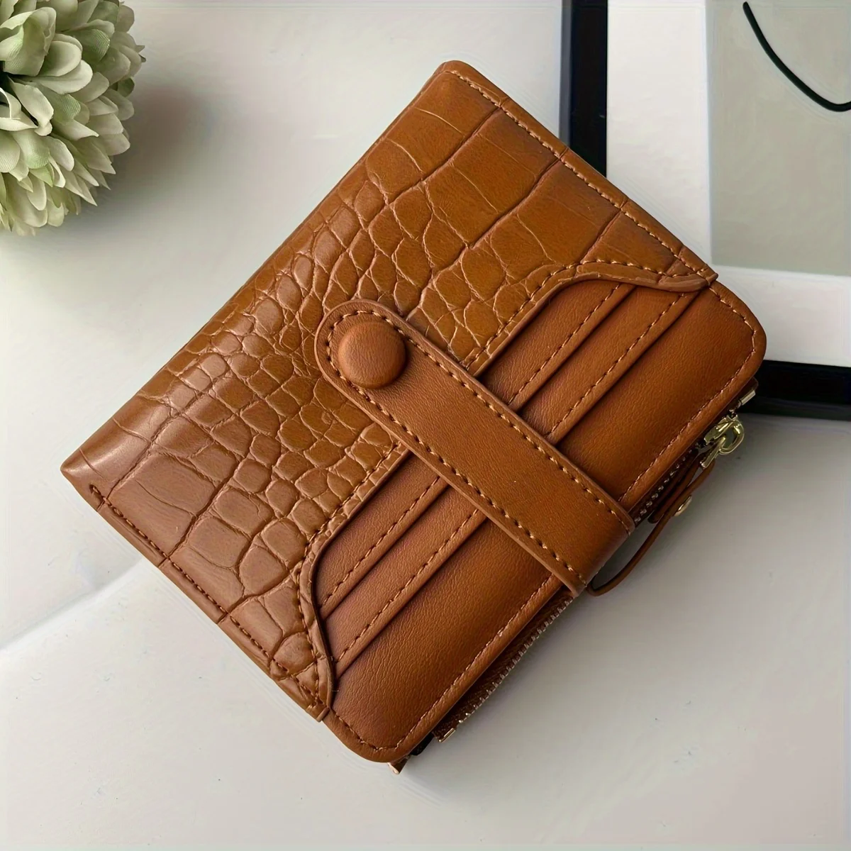 Damska torebka makaronik mini portmonetka z zamkiem Khaki