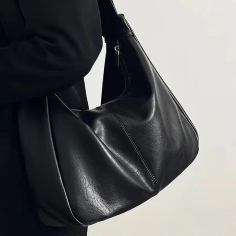 Damska torebka shopper ze skóry ekologicznej – duża Czarny