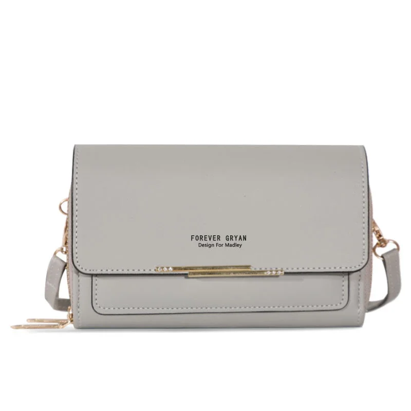 Damska torebka z ekoskóry – mała listonoszka na telefon Styl 1 szary