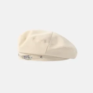 Damski beret z metalową klamrą w stylu retro Beżowy