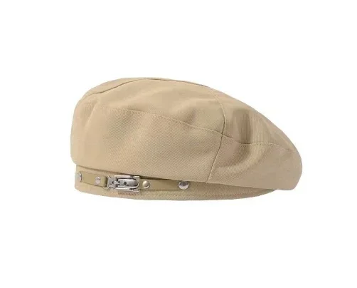 Damski beret z metalową klamrą w stylu retro Khaki
