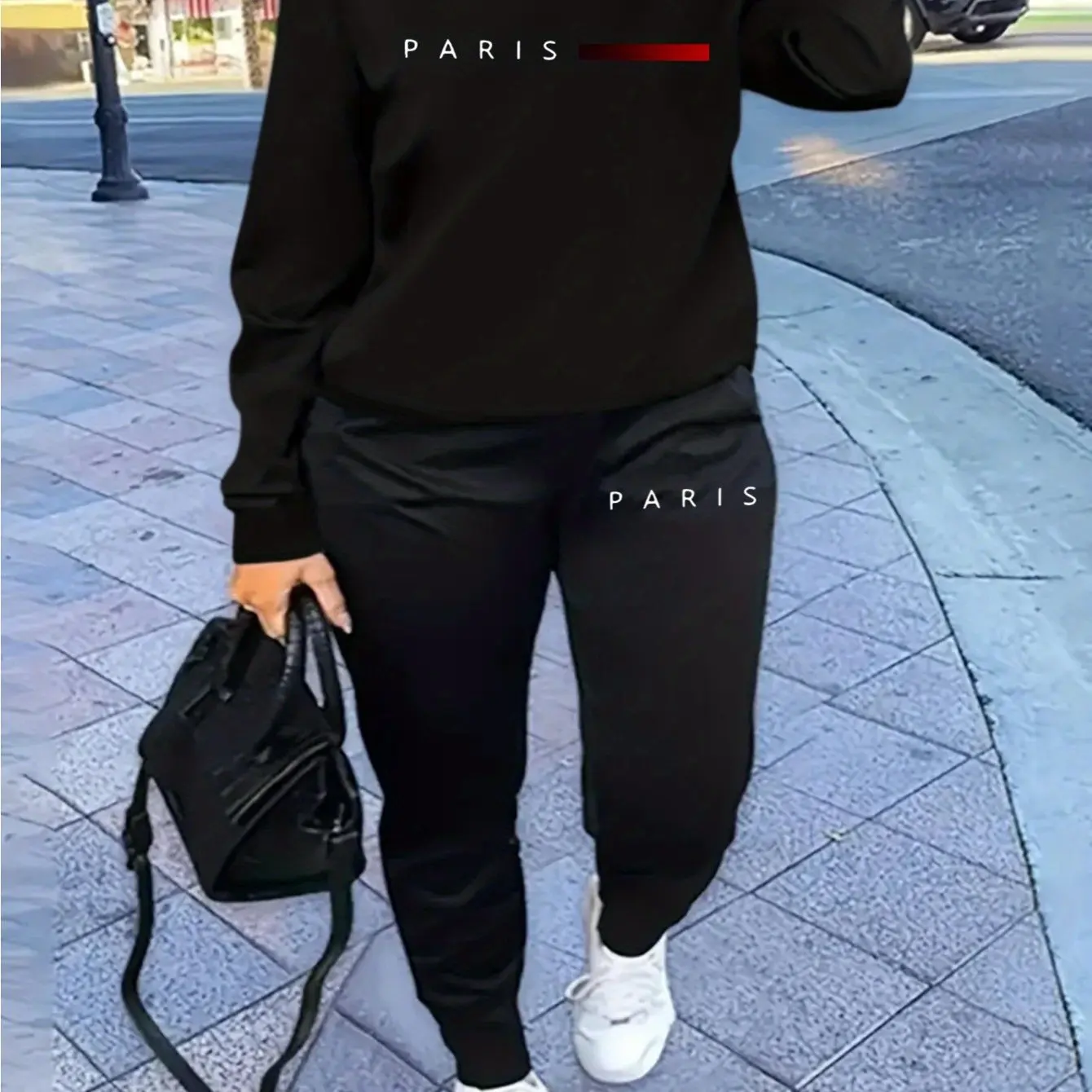 Damski ciepły komplet dresowy z nadrukiem Paris Nylt 97 hei