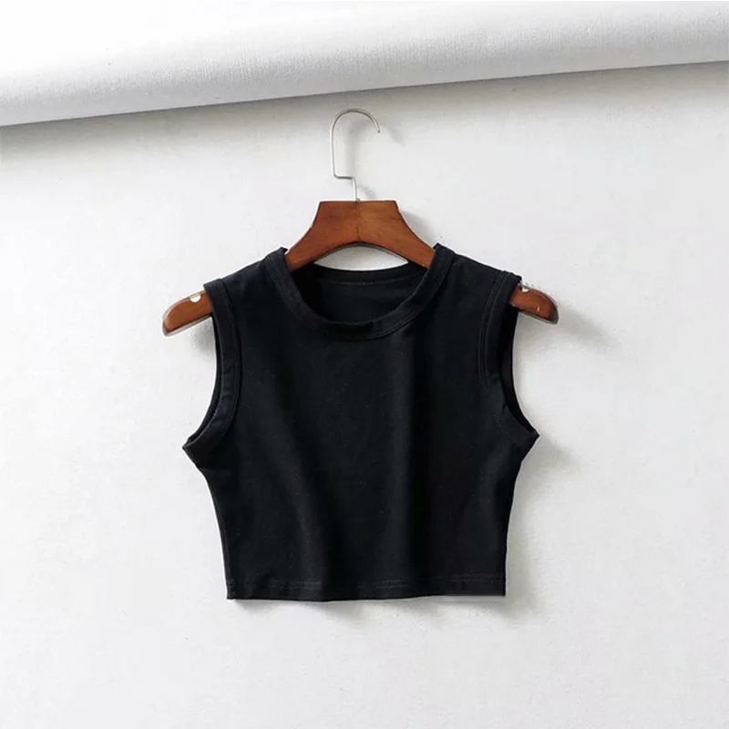 Damski crop top bez rękawów w stylu punk streetwear Czarny